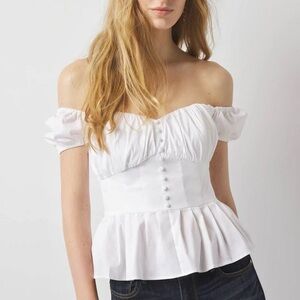 WHBM POPLIN PEPLUM BUSTIER